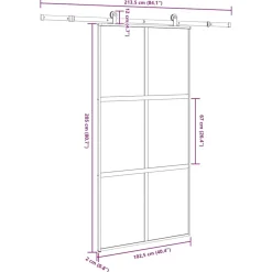 VIDAXL - Porte coulissante kit de quincaillerie trempé verre aluminium