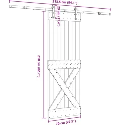 VIDAXL - Porte coulissante et kit de quincaillerie 70x210 cm pin massif