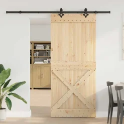 VIDAXL - Porte coulissante et kit de quincaillerie 100x210 cm pin massif