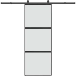 VIDAXL - Porte coulissante kit de quincaillerie trempé verre aluminium