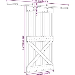 VIDAXL - Porte coulissante et kit de quincaillerie 100x210 cm pin massif