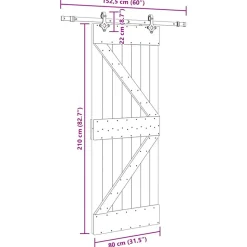 VIDAXL - Porte coulissante et kit de quincaillerie 80x210 cm pin massif