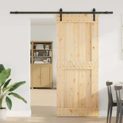 VIDAXL - Porte coulissante et kit de quincaillerie 95x210 cm pin massif