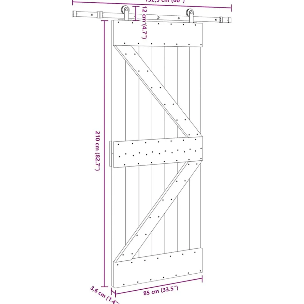VIDAXL - Porte coulissante et kit de quincaillerie 85x210 cm pin massif