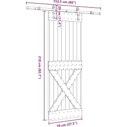 VIDAXL - Porte coulissante et kit de quincaillerie 70x210 cm pin massif