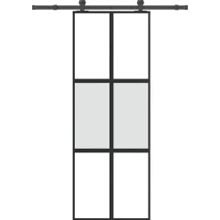 VIDAXL - Porte coulissante kit de quincaillerie trempé verre aluminium