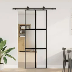 VIDAXL - Porte coulissante kit de quincaillerie trempé verre aluminium