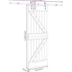 VIDAXL - Porte coulissante et kit de quincaillerie 70x210 cm pin massif