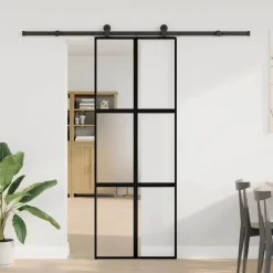 VIDAXL - Porte coulissante kit de quincaillerie trempé verre aluminium