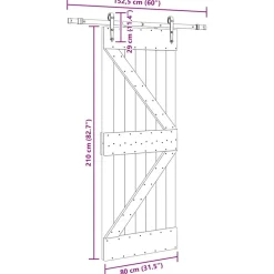 VIDAXL - Porte coulissante et kit de quincaillerie 80x210 cm pin massif