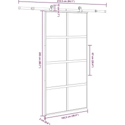 VIDAXL - Porte coulissante kit de quincaillerie trempé verre aluminium