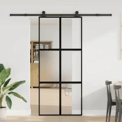 VIDAXL - Porte coulissante kit de quincaillerie trempé verre aluminium