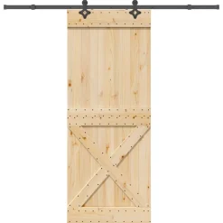 VIDAXL - Porte coulissante et kit de quincaillerie 90x210 cm pin massif