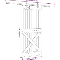 VIDAXL - Porte coulissante et kit de quincaillerie 90x210 cm pin massif
