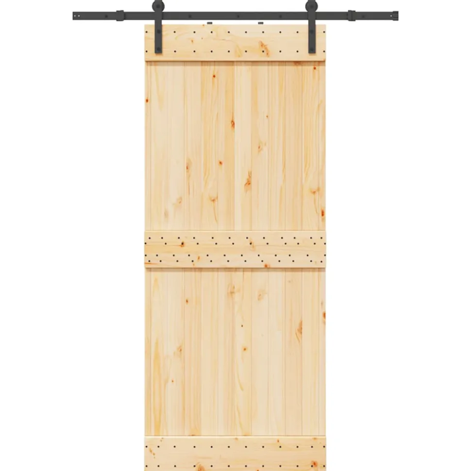 VIDAXL - Porte coulissante et kit de quincaillerie 85x210 cm pin massif