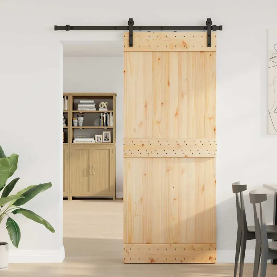 VIDAXL - Porte coulissante et kit de quincaillerie 85x210 cm pin massif