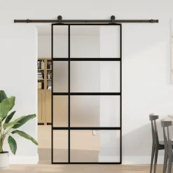 VIDAXL - Porte coulissante kit de quincaillerie trempé verre aluminium