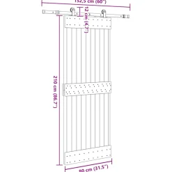 VIDAXL - Porte coulissante et kit de quincaillerie 80x210 cm pin massif