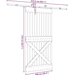VIDAXL - Porte coulissante et kit de quincaillerie 100x210 cm pin massif