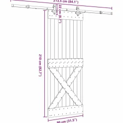 VIDAXL - Porte coulissante et kit de quincaillerie 80x210 cm pin massif