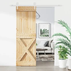 VIDAXL - Porte coulissante et kit de quincaillerie 70x210 cm pin massif