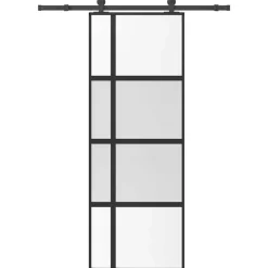 VIDAXL - Porte coulissante kit de quincaillerie trempé verre aluminium