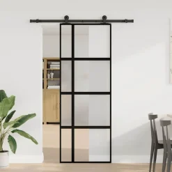 VIDAXL - Porte coulissante kit de quincaillerie trempé verre aluminium