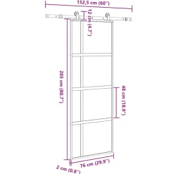 VIDAXL - Porte coulissante kit de quincaillerie trempé verre aluminium