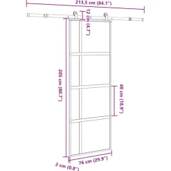 VIDAXL - Porte coulissante kit de quincaillerie trempé verre aluminium