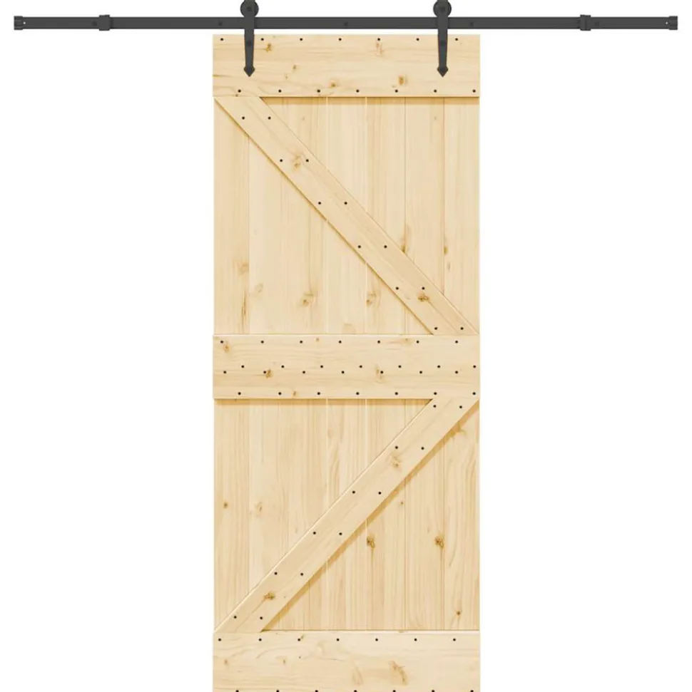 VIDAXL - Porte coulissante et kit de quincaillerie 85x210 cm pin massif