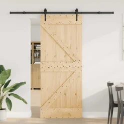 VIDAXL - Porte coulissante et kit de quincaillerie 85x210 cm pin massif