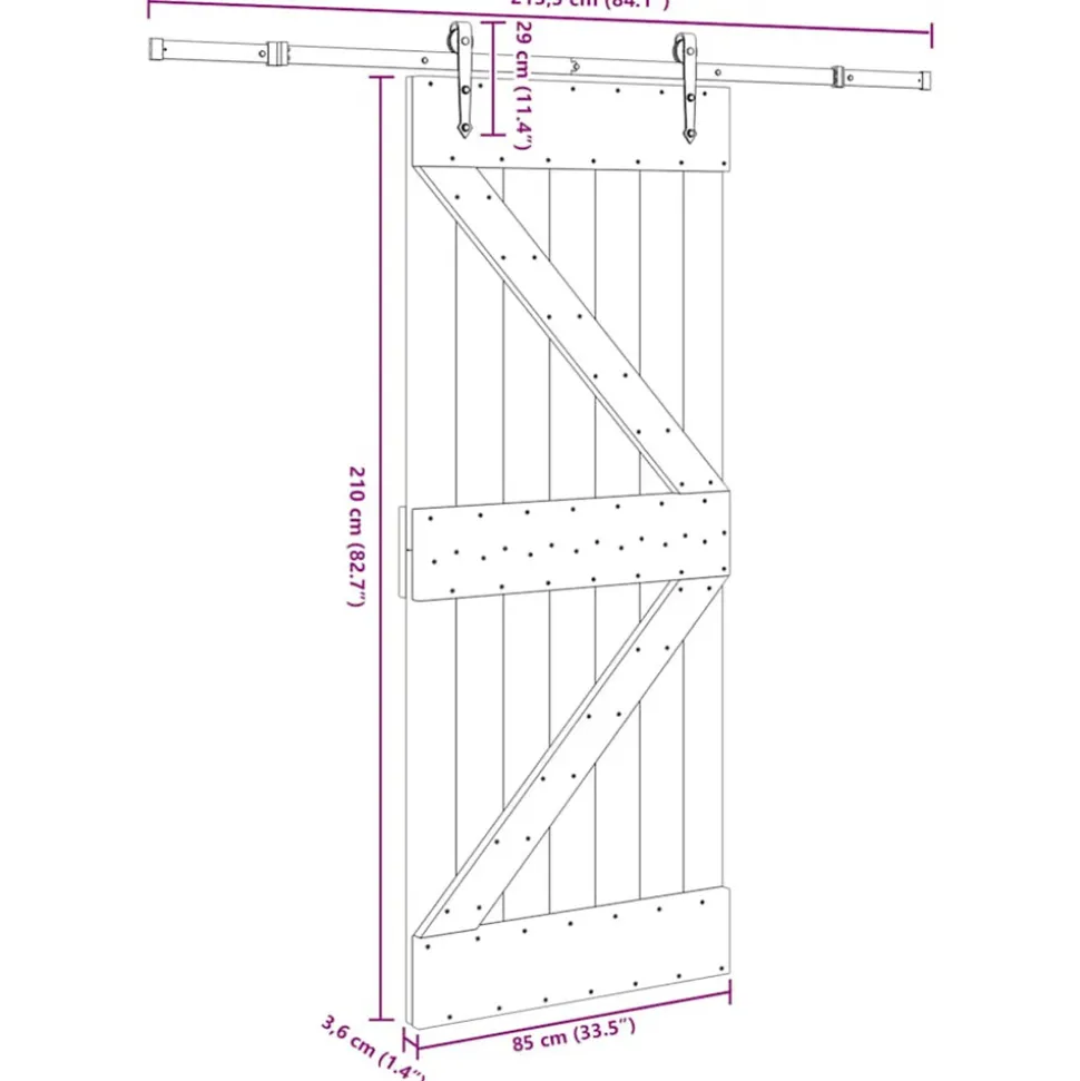 VIDAXL - Porte coulissante et kit de quincaillerie 85x210 cm pin massif