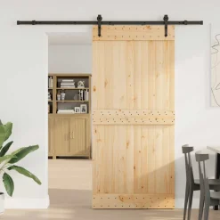 VIDAXL - Porte coulissante et kit de quincaillerie 95x210 cm pin massif