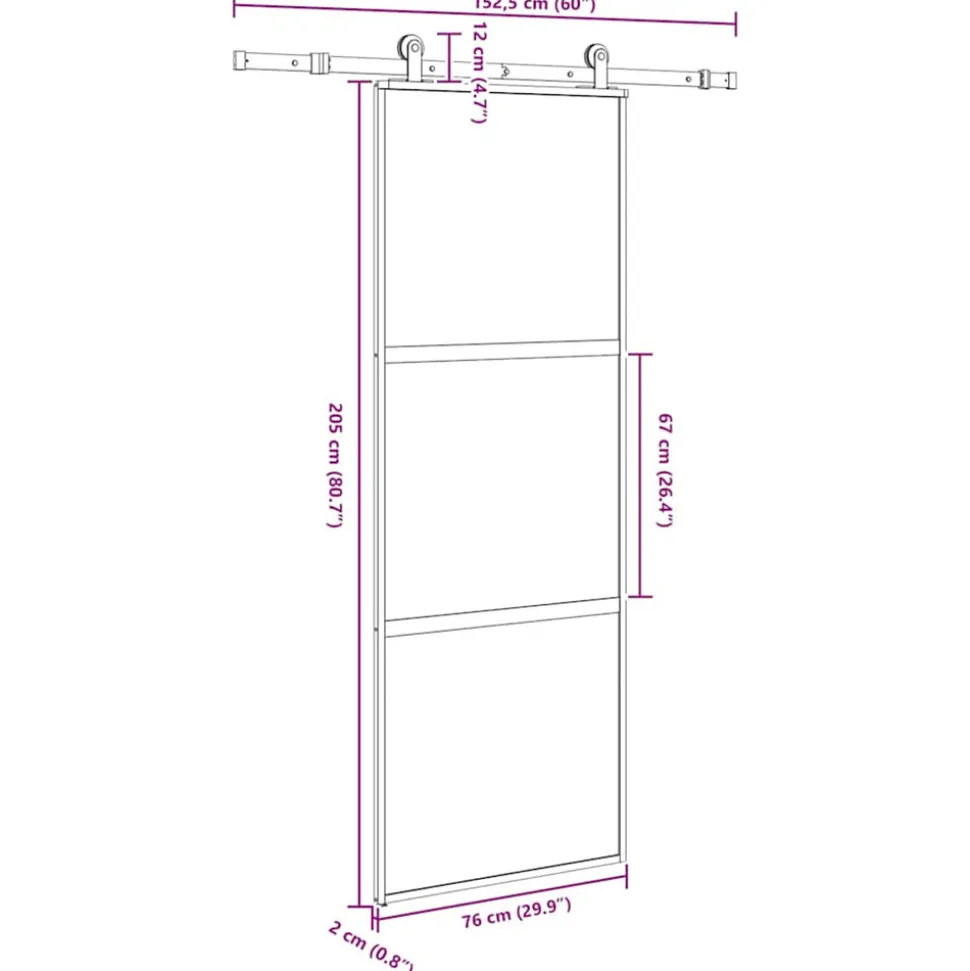 VIDAXL - Porte coulissante kit de quincaillerie trempé verre aluminium