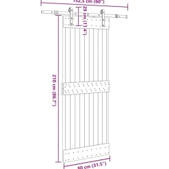 VIDAXL - Porte coulissante et kit de quincaillerie 80x210 cm pin massif