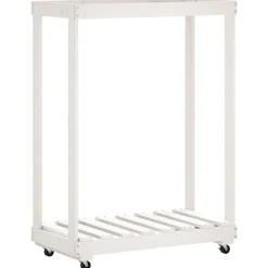VIDAXL - Porte-bûches avec roulettes blanc 76,5x40x108cm bois massif pin