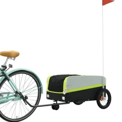VIDAXL - Remorque de vélo noir et vert 30 kg fer