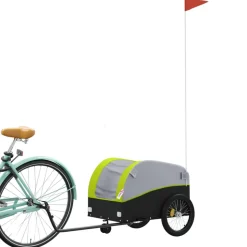 VIDAXL - Remorque de vélo noir et vert 30 kg fer