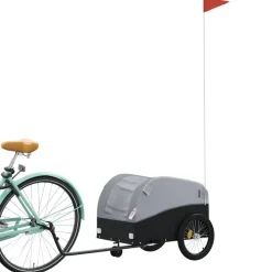 VIDAXL - Remorque de vélo noir et gris 30 kg fer
