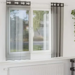 VIDAXL - Rideaux en voile avec œillets 2 pcs noir 140x175 cm