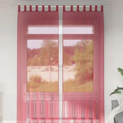 VIDAXL - Rideaux en voile avec boucles 2 pcs rouge bordeaux 140x260 cm