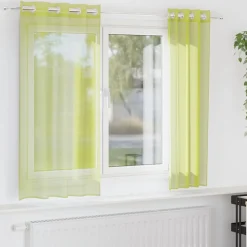 VIDAXL - Rideaux en voile avec œillets 2 pcs vert pomme 140x175 cm