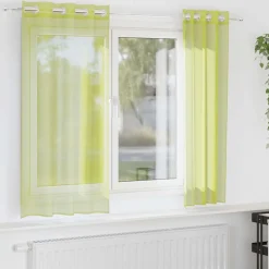 VIDAXL - Rideaux en voile avec œillets 2 pcs vert pomme 140x140 cm