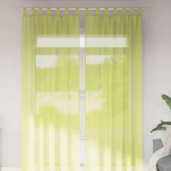 VIDAXL - Rideaux en voile avec passants 2 pcs vert pomme