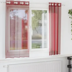 VIDAXL - Rideaux en voile avec œillets 2 pcs rouge bordeaux