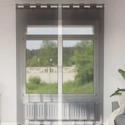 VIDAXL - Rideaux en voile avec œillets 2 pcs noir 140x260 cm