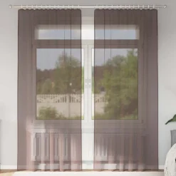 VIDAXL - Rideaux en voile avec passe-tringles 2 pcs marron