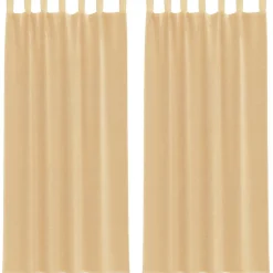 VIDAXL - Rideaux en voile avec passe-tringles 2 pcs sable