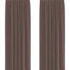 VIDAXL - Rideaux en voile avec passe-tringles 2 pcs marron