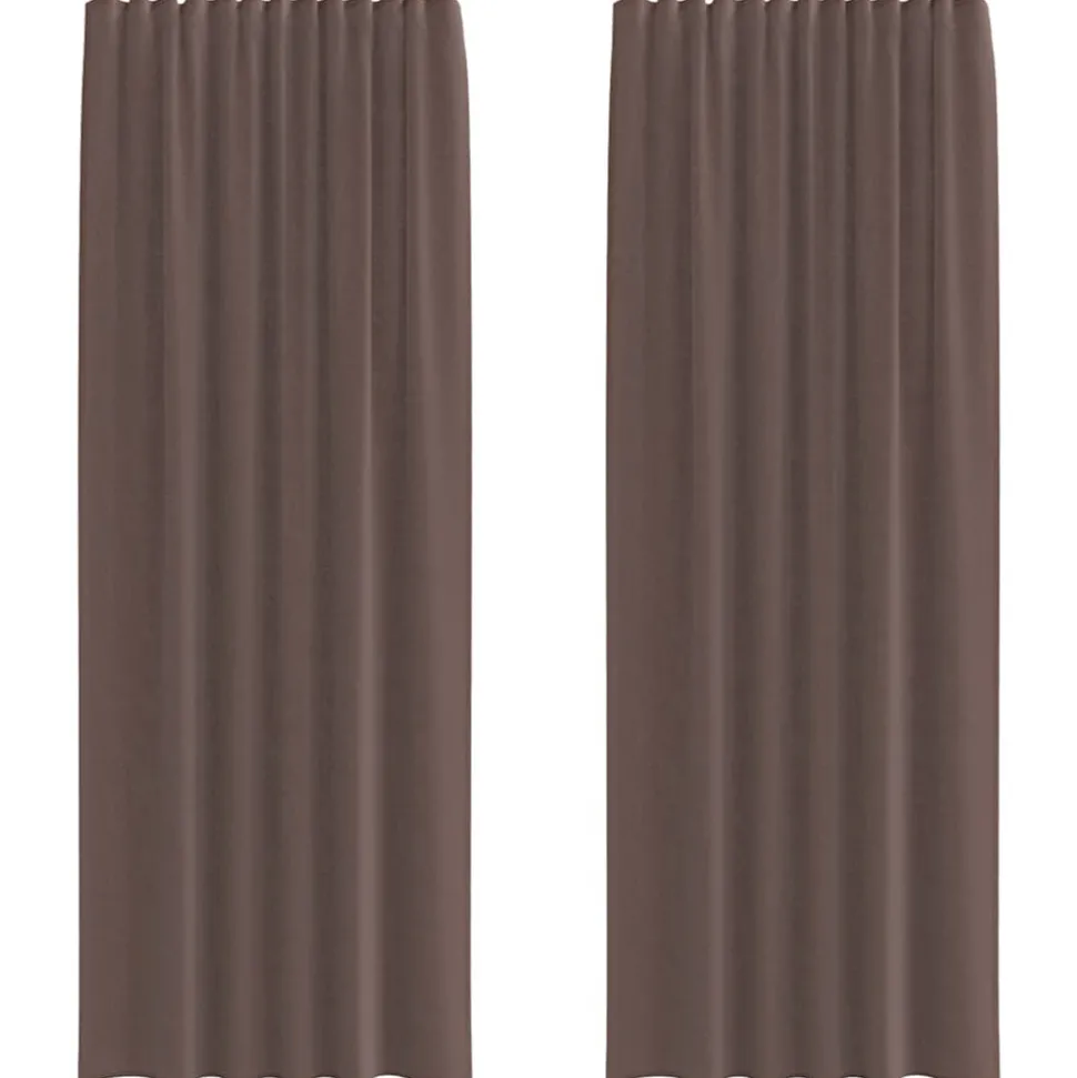 VIDAXL - Rideaux en voile avec passe-tringles 2 pcs marron